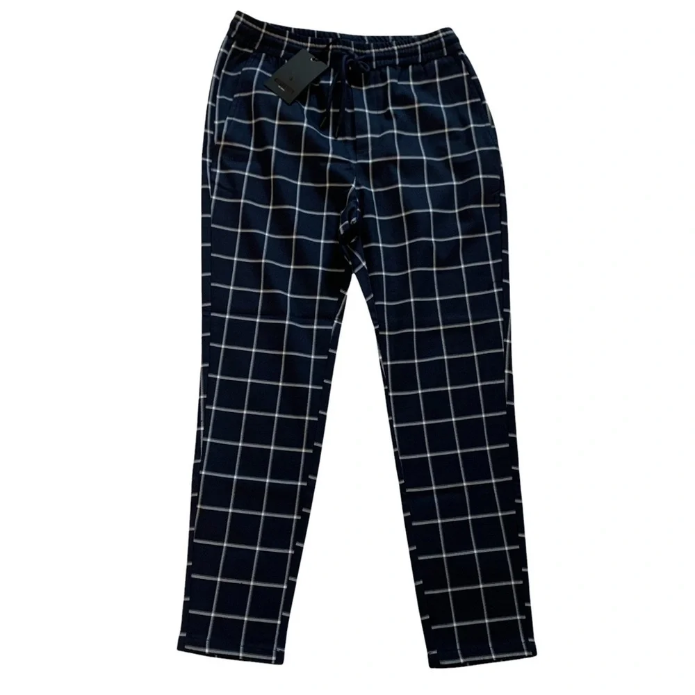 ASOS Only & Sons Check Trouser With Drawstring in Blue and Windowpane Print Sm.
